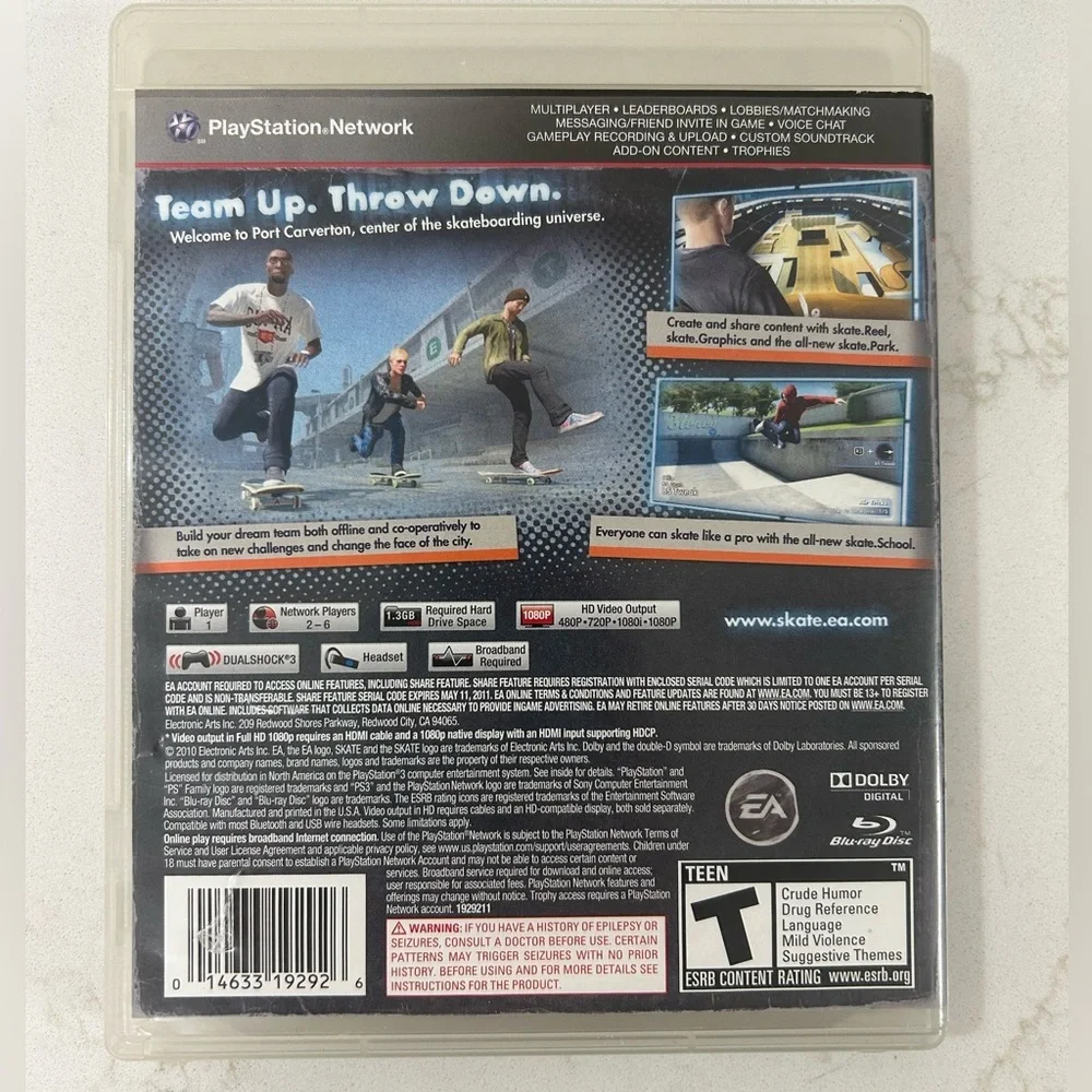 PS3 PlayStation 3 Skate Skateboarding Video Game
